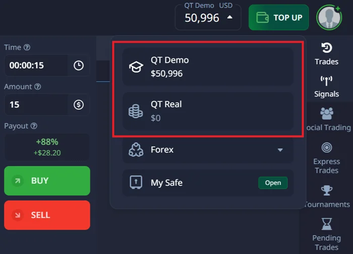 demo account to real account